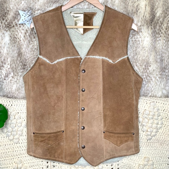 Vintage Other - Vintage Leather and Shearling Western Cowboy Vest